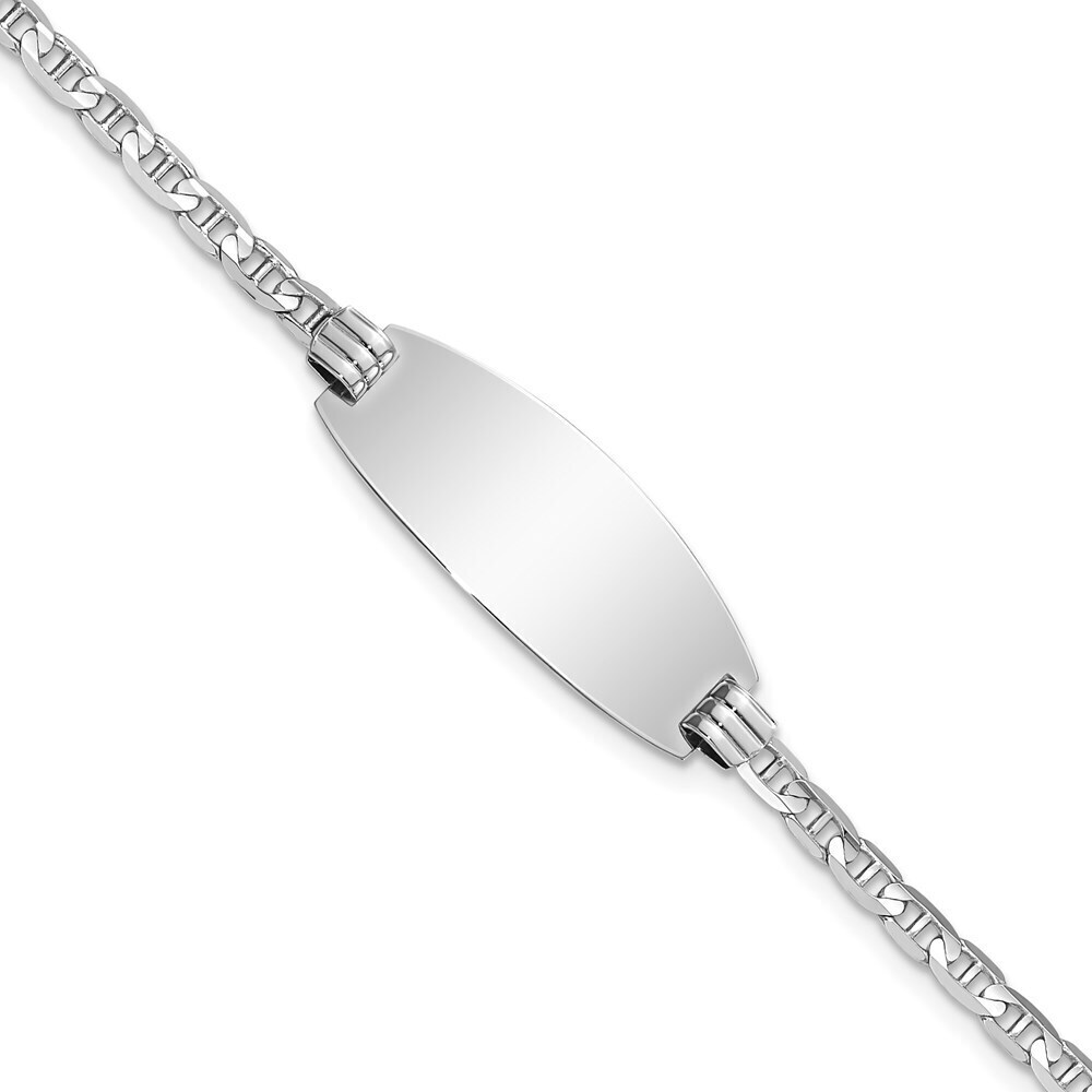 14k White Gold Oval Anchor Id Bracelet
